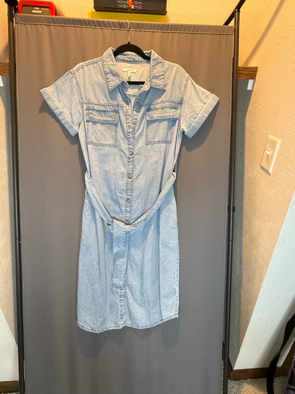Maurices Light Blue Denim Shirt Midi Dress